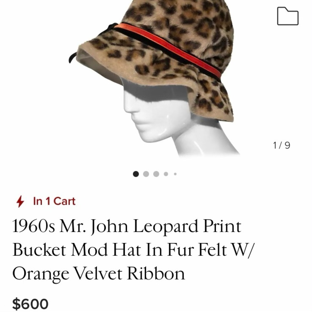 Vintage Mr. John Cheetah Leopard Print Faux Pony Fur Vegan Archival Couture Hat - Picture 4 of 6